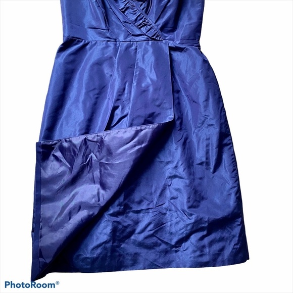 J. Crew Vintage Blue Fully Lined Silk Cocktail Dress Size 10 - Picture 6 of 12